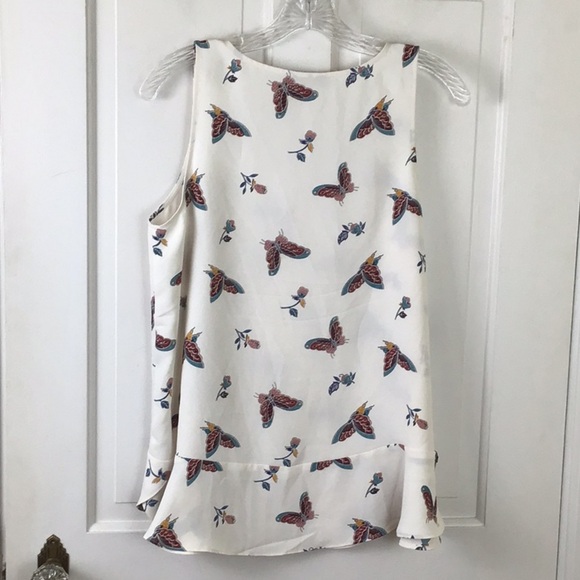 LOFT Cream and Blue Peplum Tank Top - Picture 5 of 7